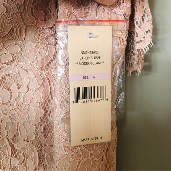 Nanette Lepore Barely Blush Pink Eyelash Lace Ruffle Halter Neck Dress NEW - Picture 4 of 8